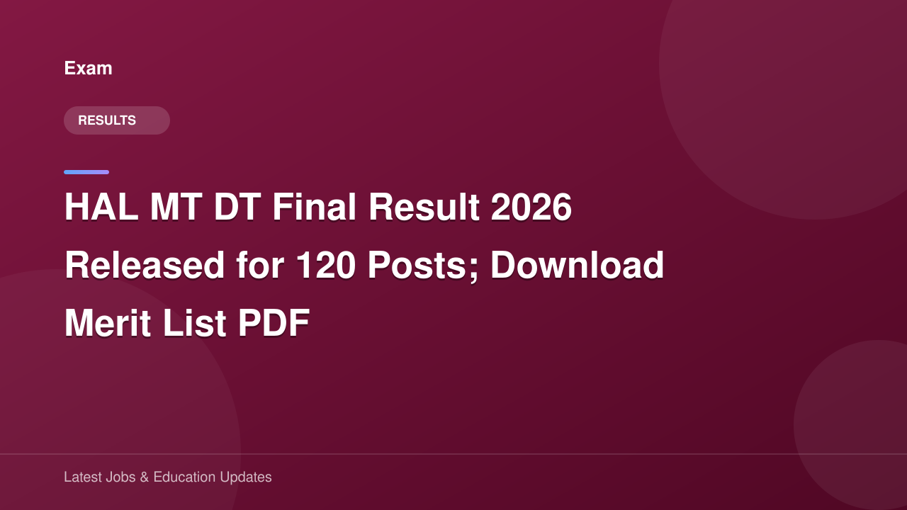 HAL MT DT Final Result 2026 Released for 120 Posts; Download Merit List PDF