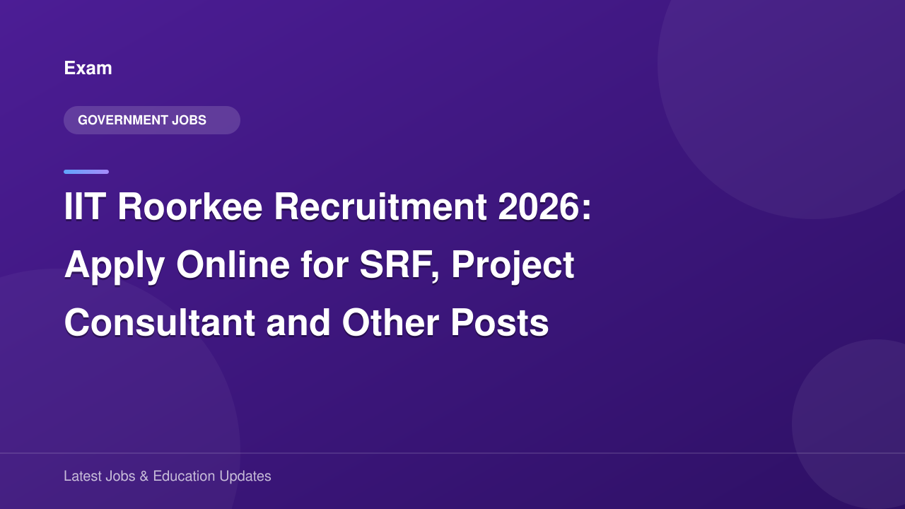 IIT Roorkee Recruitment 2026: Apply Online for SRF, Project Consultant ...