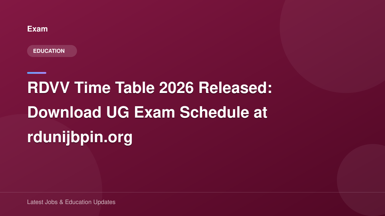 RDVV Time Table 2026 Released: Download UG Exam Schedule at rdunijbpin.org